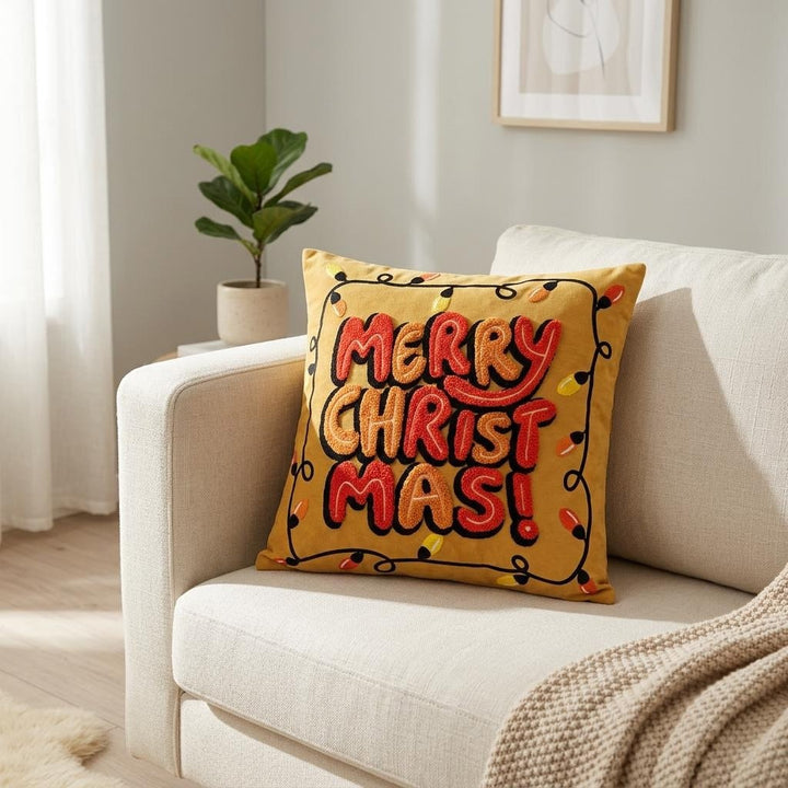 Christmas embroidery cushion cover, 45×45 cm