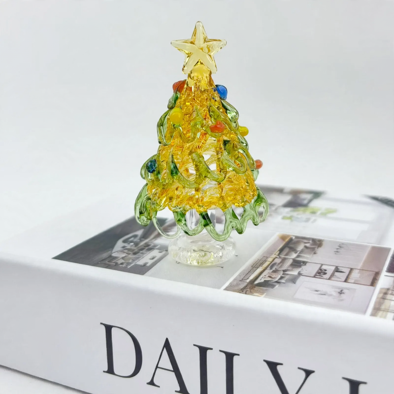 Mini Christmas tree made of glass, decorative table figure