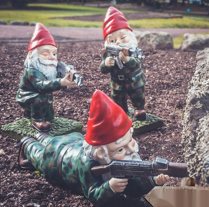 Decorative gnome figure with equipment, various designs