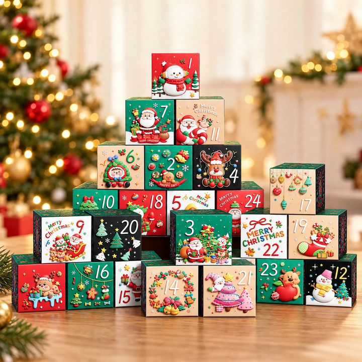 Decorative Advent gift boxes, set of 24