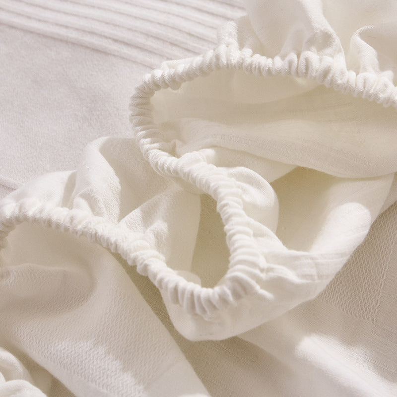 Cotton bedding set, solid color, with jacquard weave