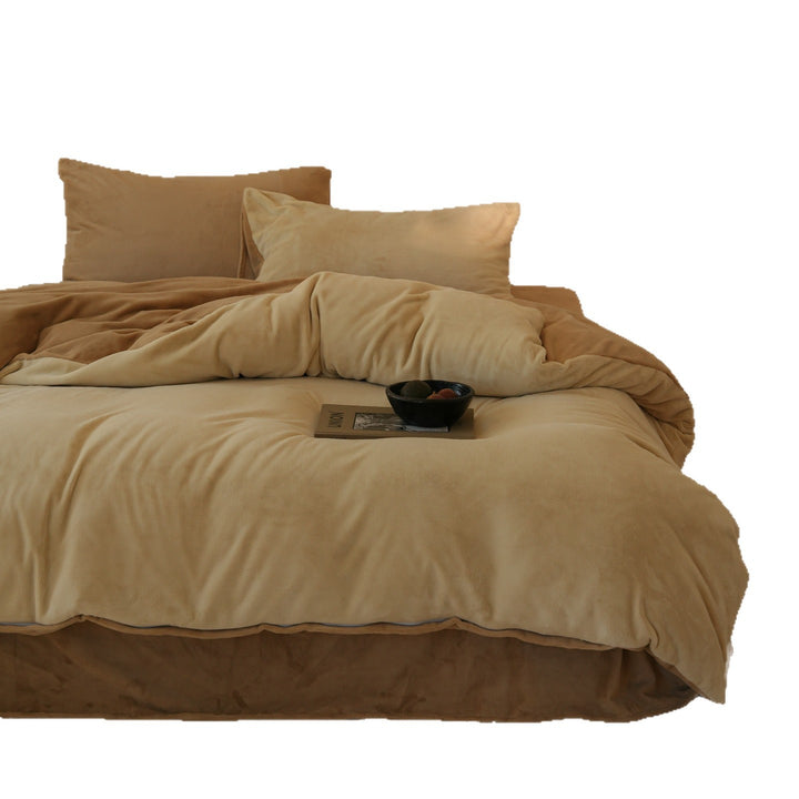 Milk fiber bedding set, 4-piece, winter, solid color