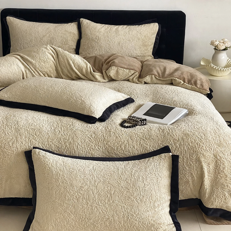 Milk fleece bedding set, French style, winter