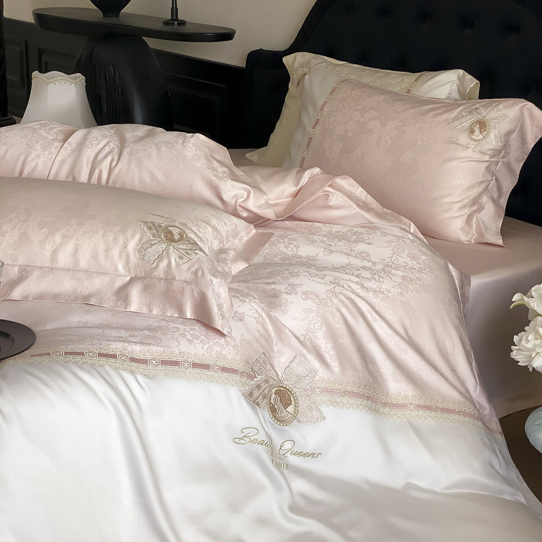 Bedding set, cotton, lace and embroidery