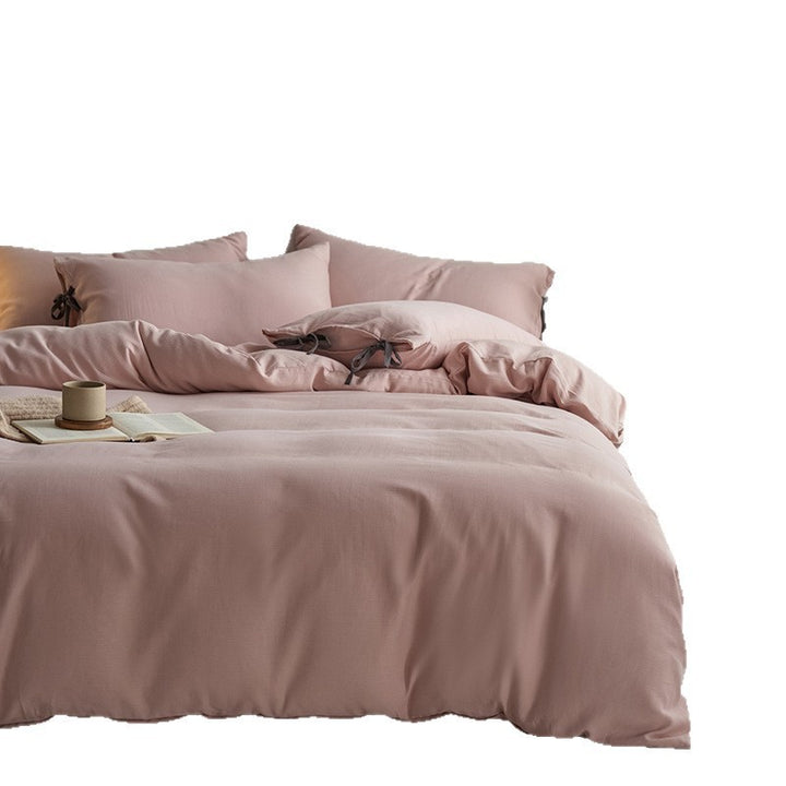 Cotton bedding set, 4-piece, with ties
