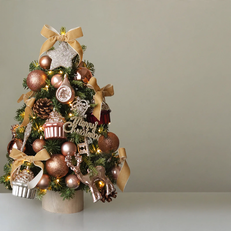 Mini Christmas Tree Set with Reindeer Decor, 45/60 cm