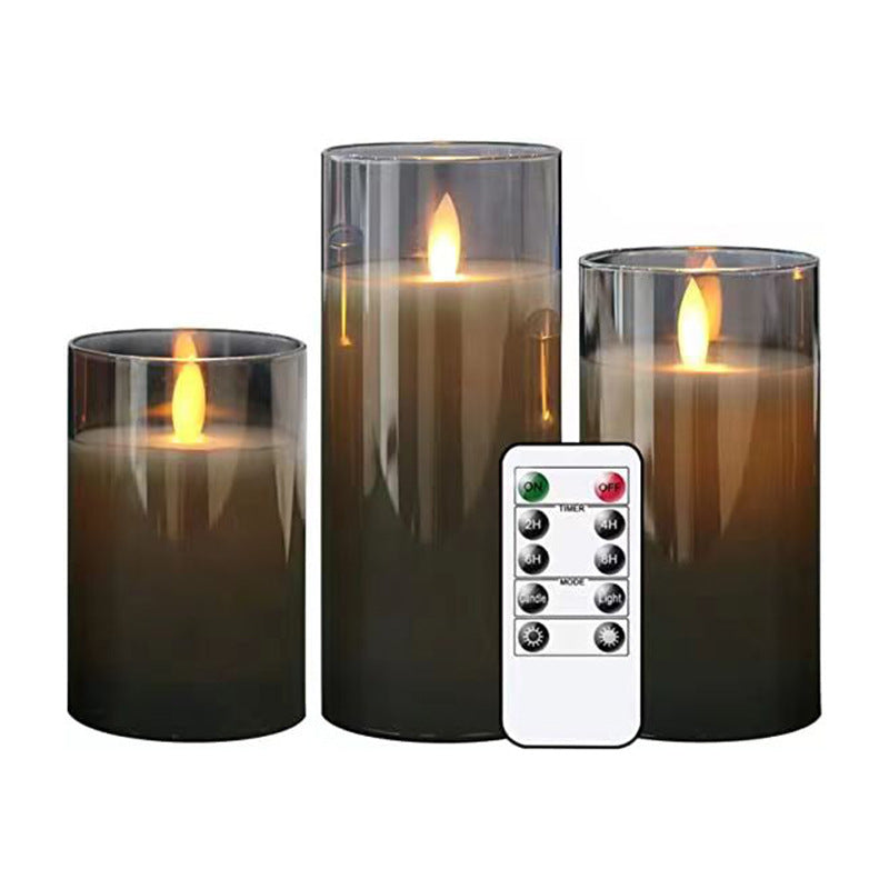 LED real wax candle with glass housing and remote control