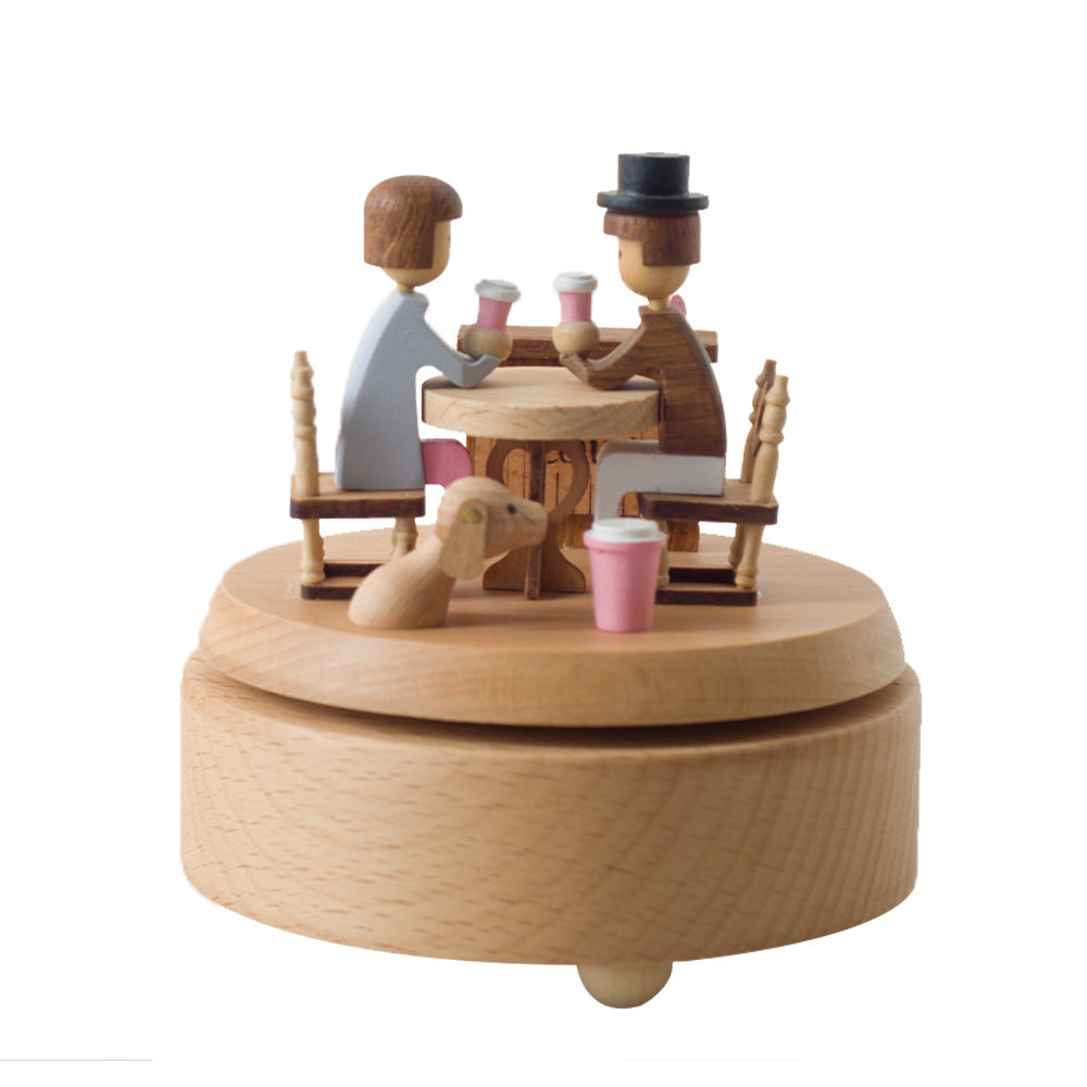 Beech wood music box, European style, 11 cm base