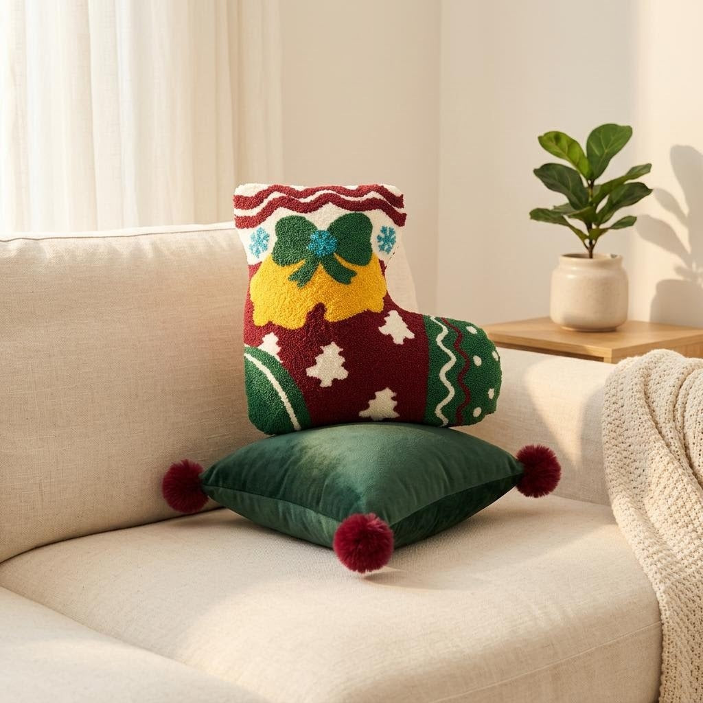 Christmas embroidery cushion cover, 45×45 cm