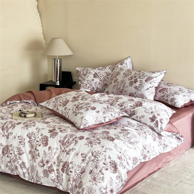 Bedding set made of long-staple cotton, floral pattern