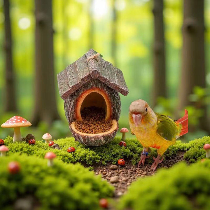 Rustic tree stump birdhouses made of resin