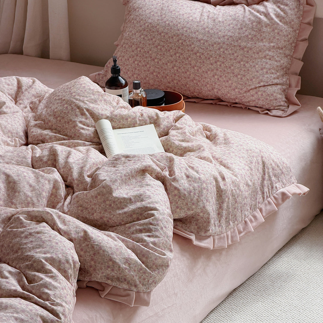 Winter bedding set, cotton gauze and plush, warming