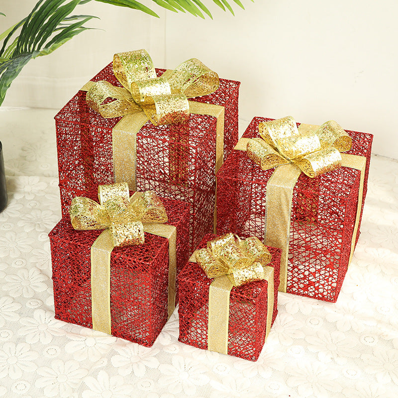 Illuminated Christmas Gift Box Set made of Iron