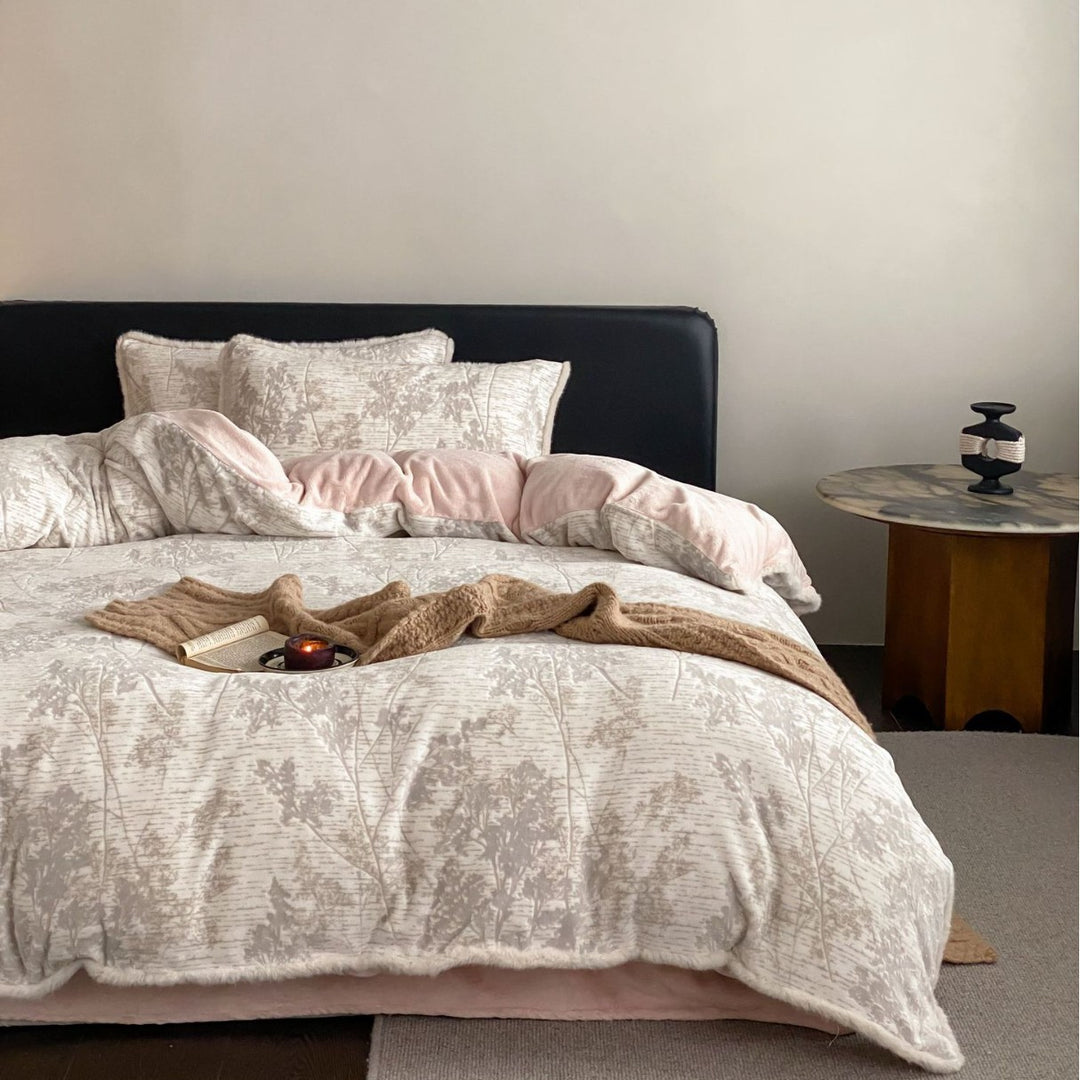 Milk fiber bedding set with 3D flower pattern