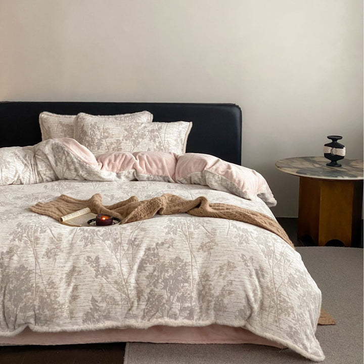 Milk fiber bedding set with 3D flower pattern