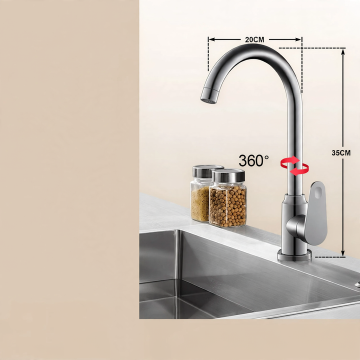 Kitchen faucet stainless steel 304, single lever mixer tap