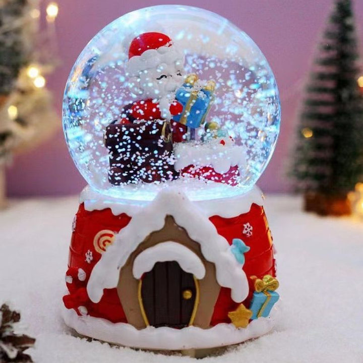 Christmas snow globe with music and light