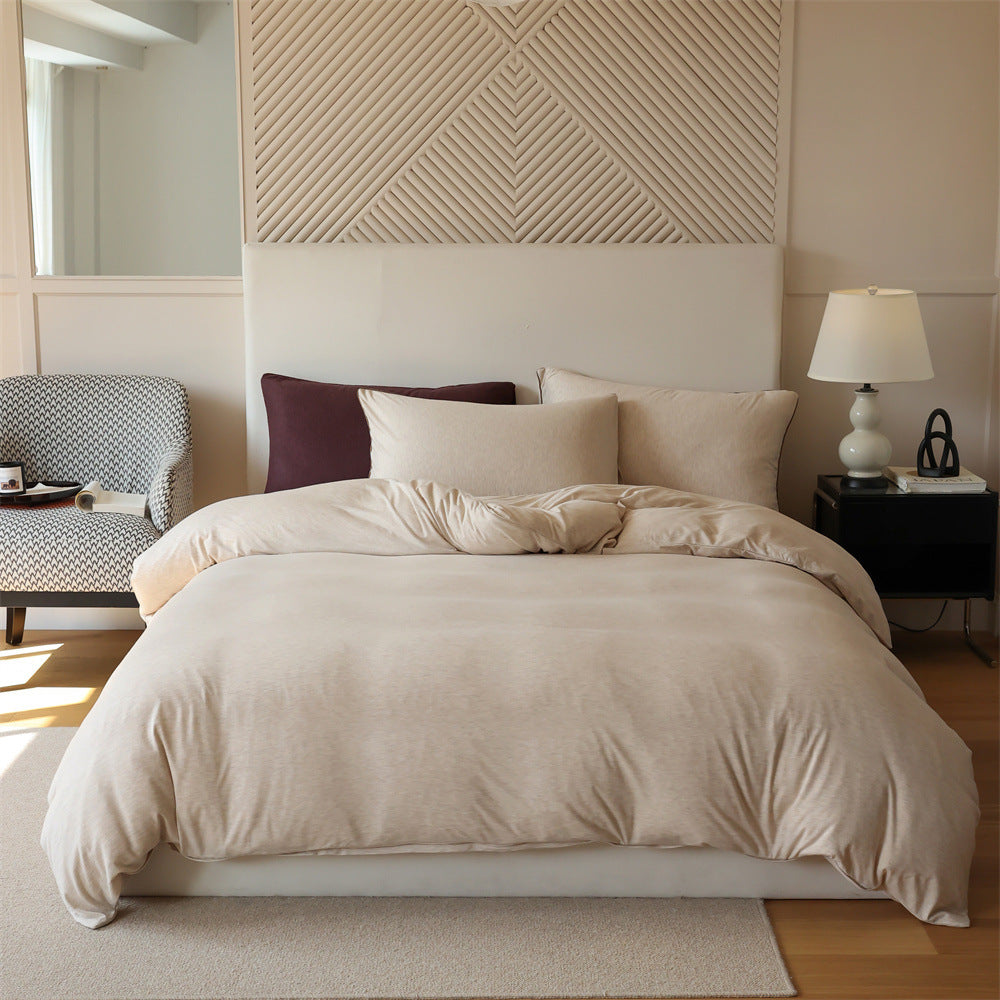 Knitted cotton bedding set, 4-piece, warming, double-sided