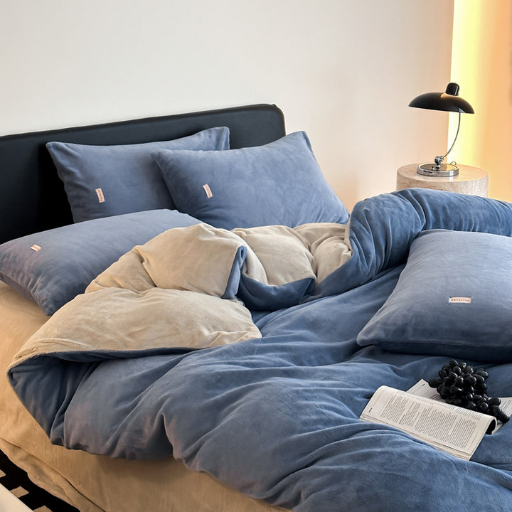 Milk fiber bedding set, solid colors, 4-piece