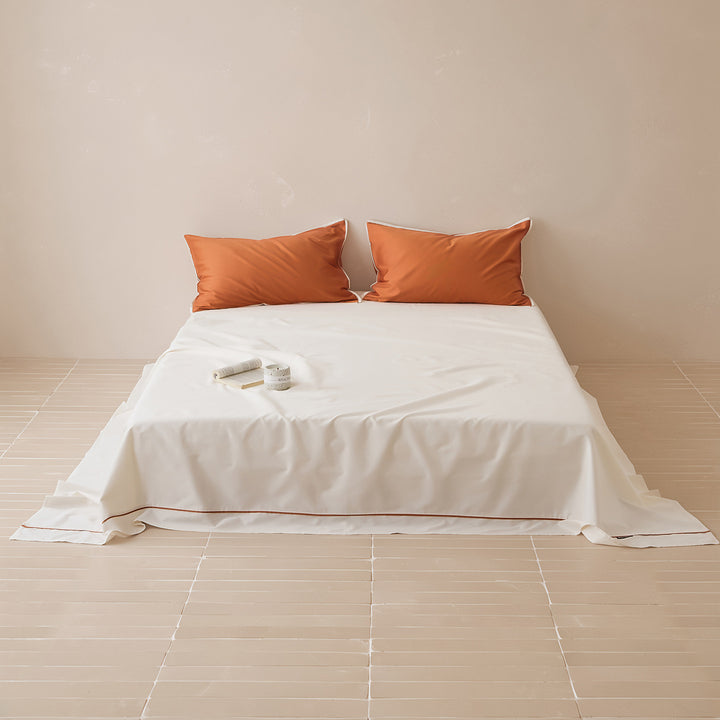 Solid color bed sheet, long staple cotton, satin weave