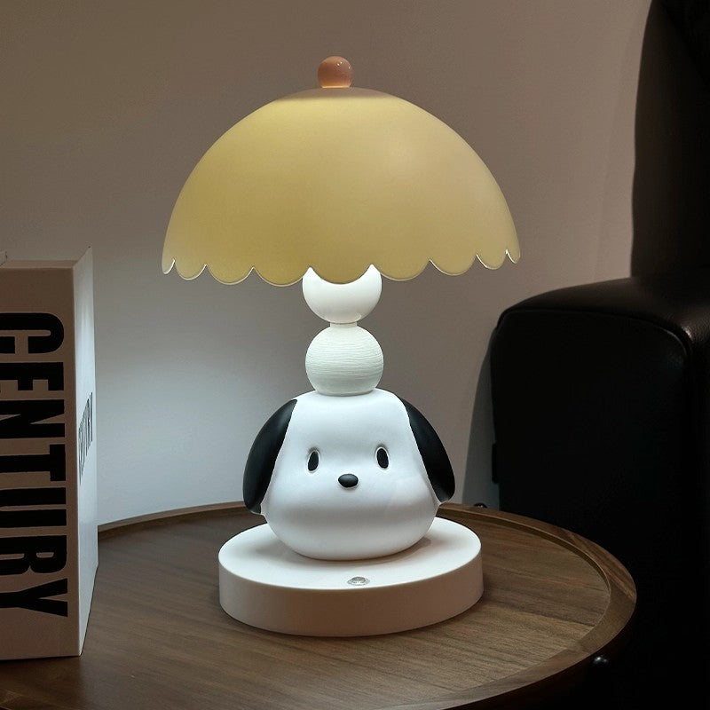 Dog table lamp in white, collapsible