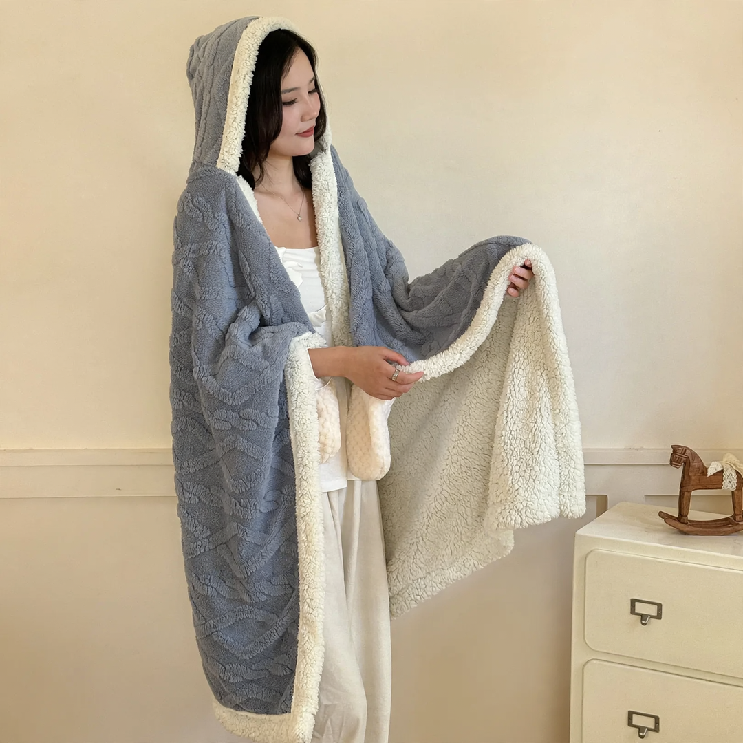 Hooded blanket made of coral fleece