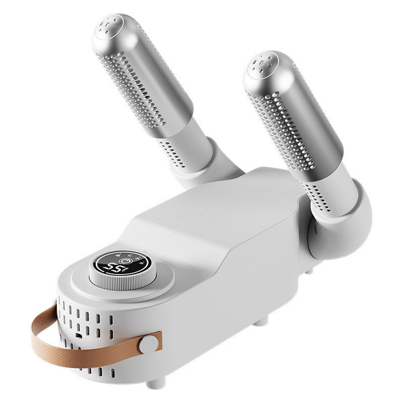 Portable, foldable shoe dryer with timer