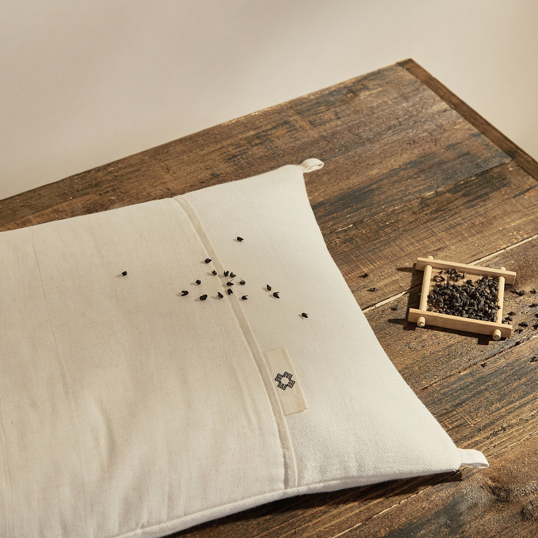 Cotton-linen buckwheat pillow, rectangular