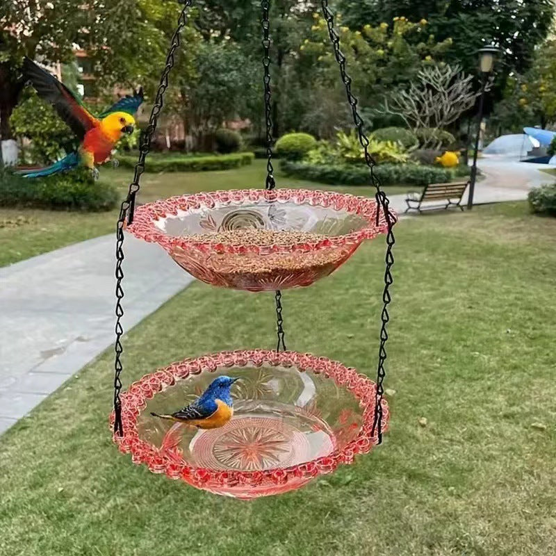 Hanging feeder and birdbath made of plastic