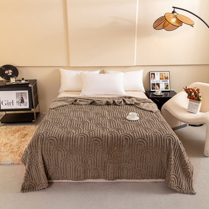 Padded living room blanket with jacquard pattern