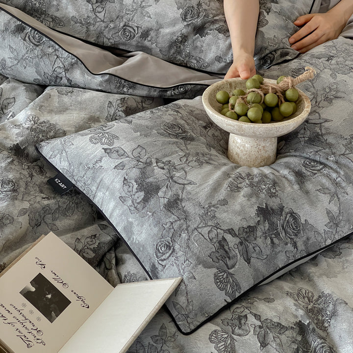 Cotton bedding set, 4-piece, with jacquard weaving