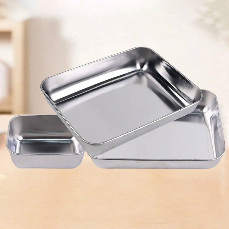 Stainless steel serving tray, square