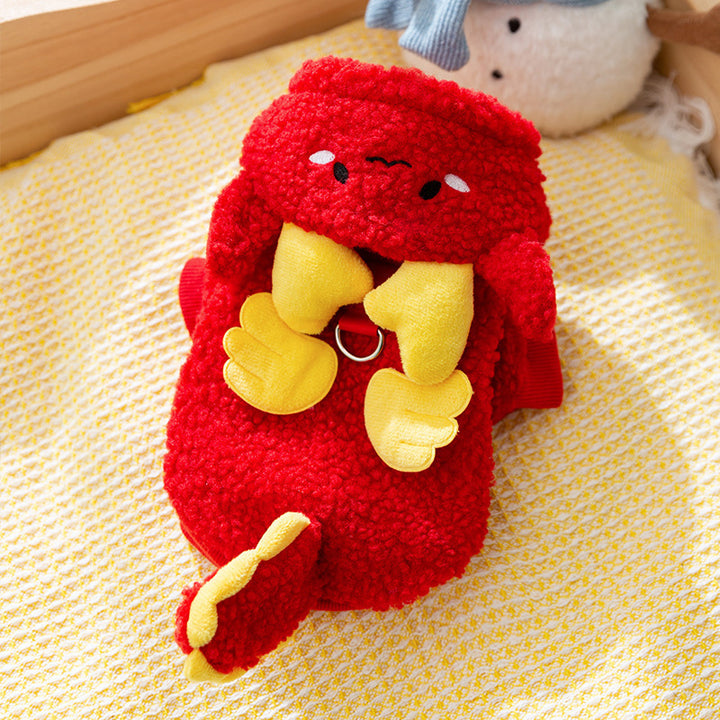 Quilted dog coat with cartoon design