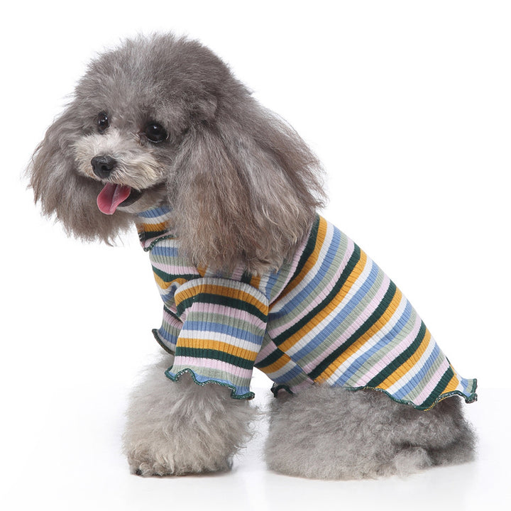 High-collar sweatshirt for dogs, stripes, polyester-cotton