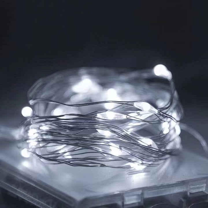 Waterproof LED silver wire fairy lights, battery operated