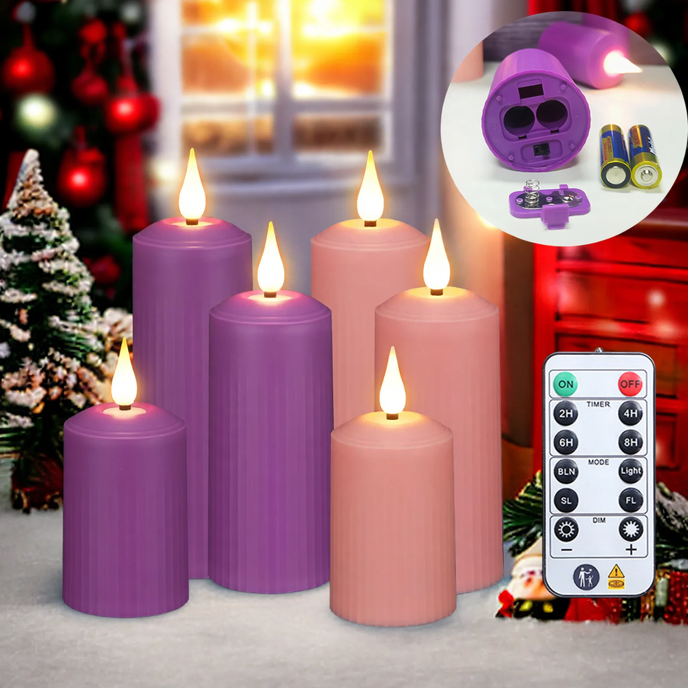 LED stump candles with remote control and timer