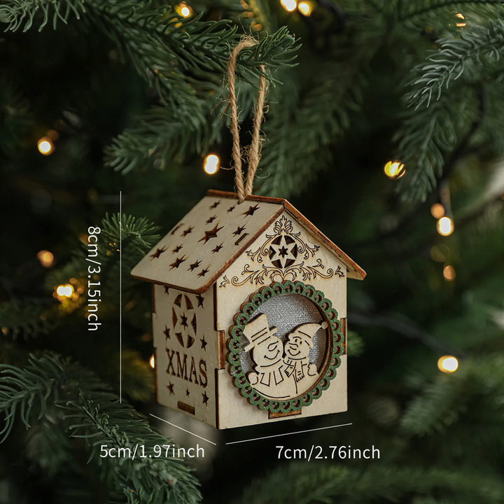 Decorative LED wooden hut for a festive atmosphere