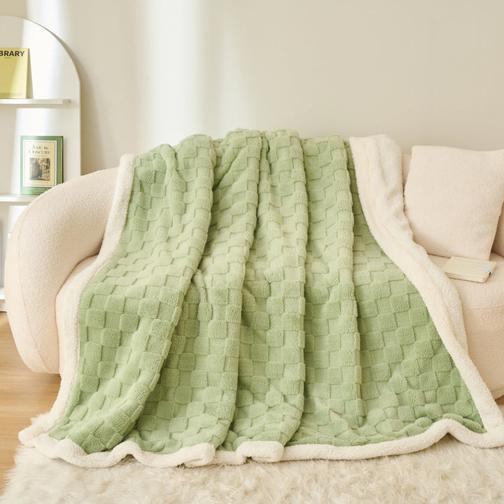 Water cube coral fleece blanket with lamb fleece