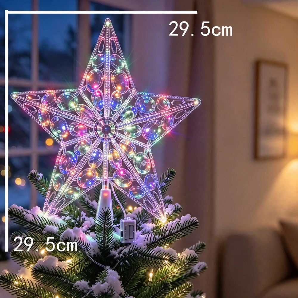 Illuminated Christmas tree topper star made of PVC