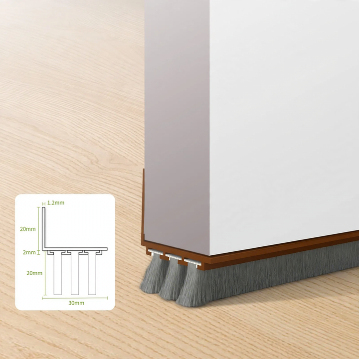 Door underside sealing strips with brush or silicone