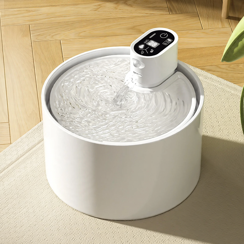 Wireless ceramic drinking fountain with motion sensor