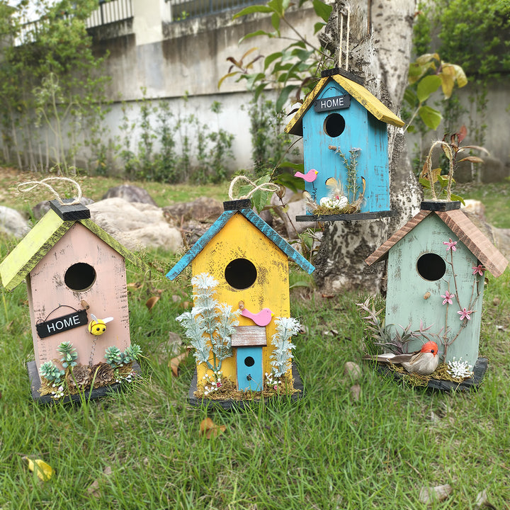 Wall-Birdhouse made of pine wood for the garden