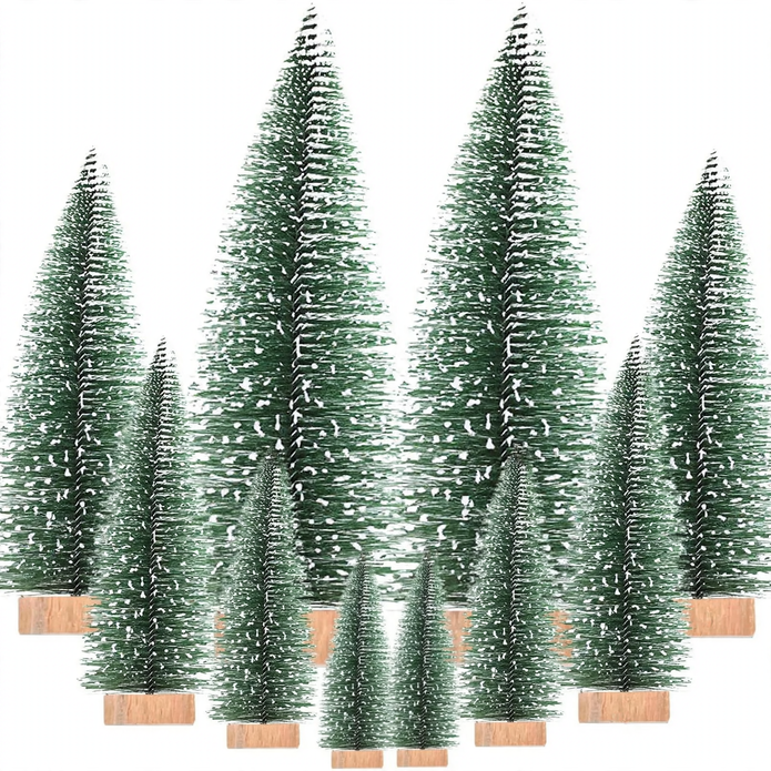 Mini Christmas tree with wooden base, various sizes