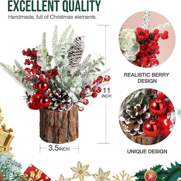 Mini Christmas tree in wooden barrel design