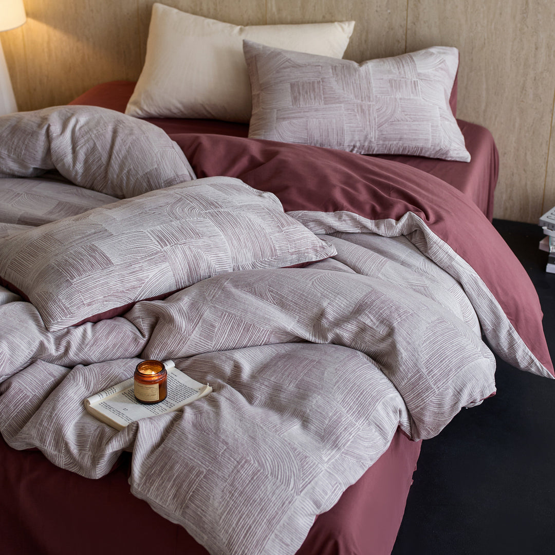 Cotton bedding set, 100S, brushed, geometric