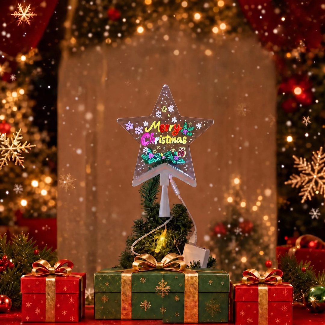 LED Christmas star made of acrylic, writable, with light effects