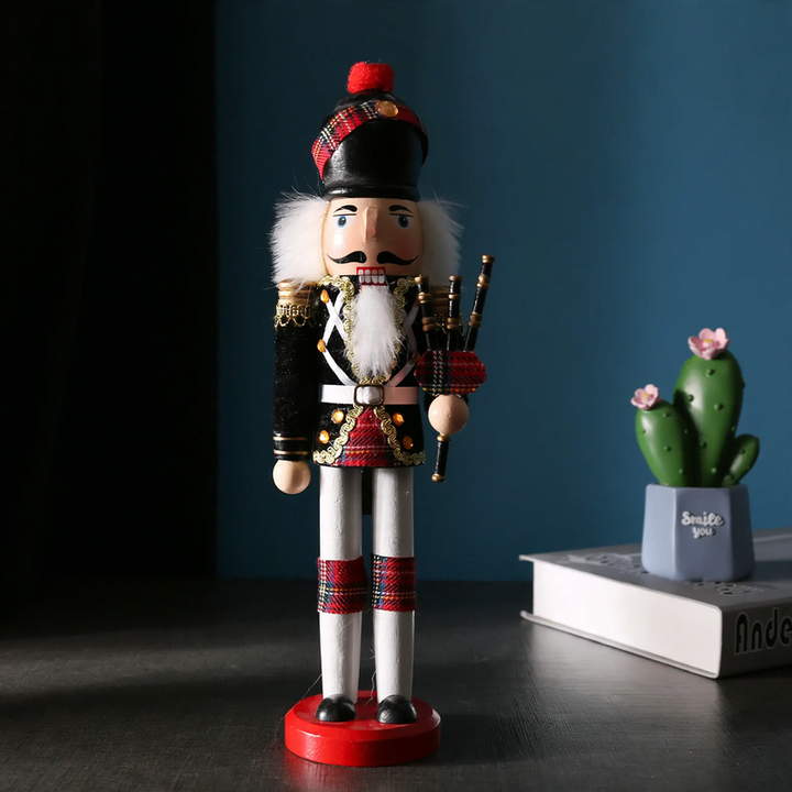 Decorative nutcracker soldier figure made of pine wood