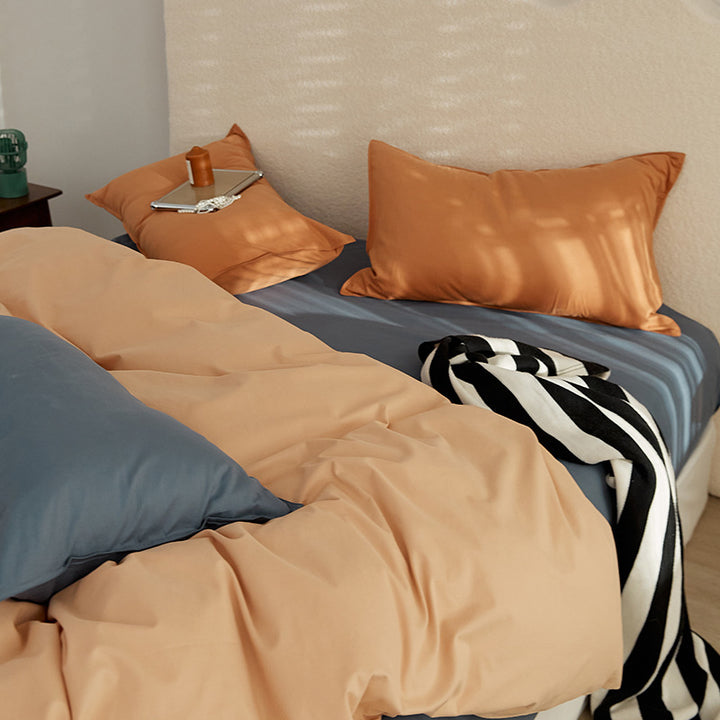 Brushed cotton bed linen, two-tone