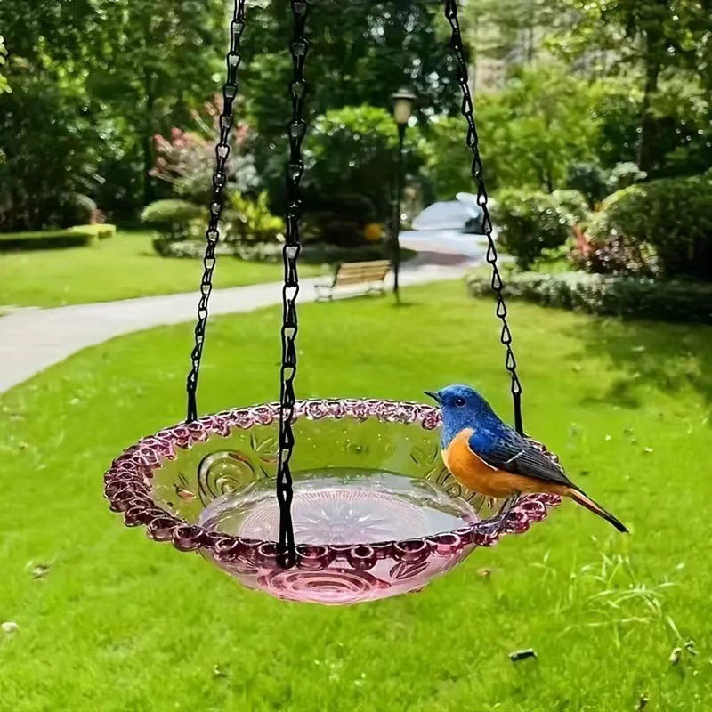 Hanging feeder and birdbath made of plastic
