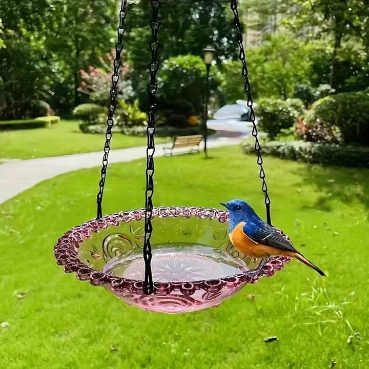 Hanging feeder and birdbath made of plastic